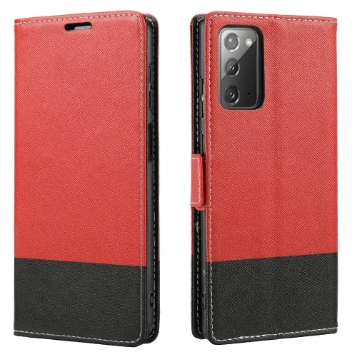 For Samsung Galaxy Note20 Cross Texture Magnetic Horizontal Flip Leather Case with Card Slots