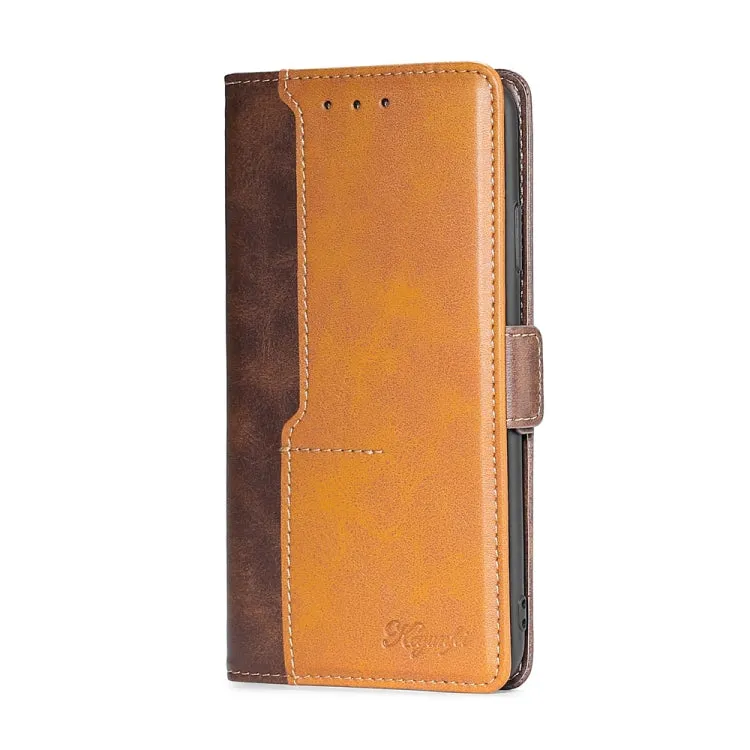 For Samsung Galaxy Note20 Retro Texture Contrast Color Side Buckle Horizontal Flip Leather Case
