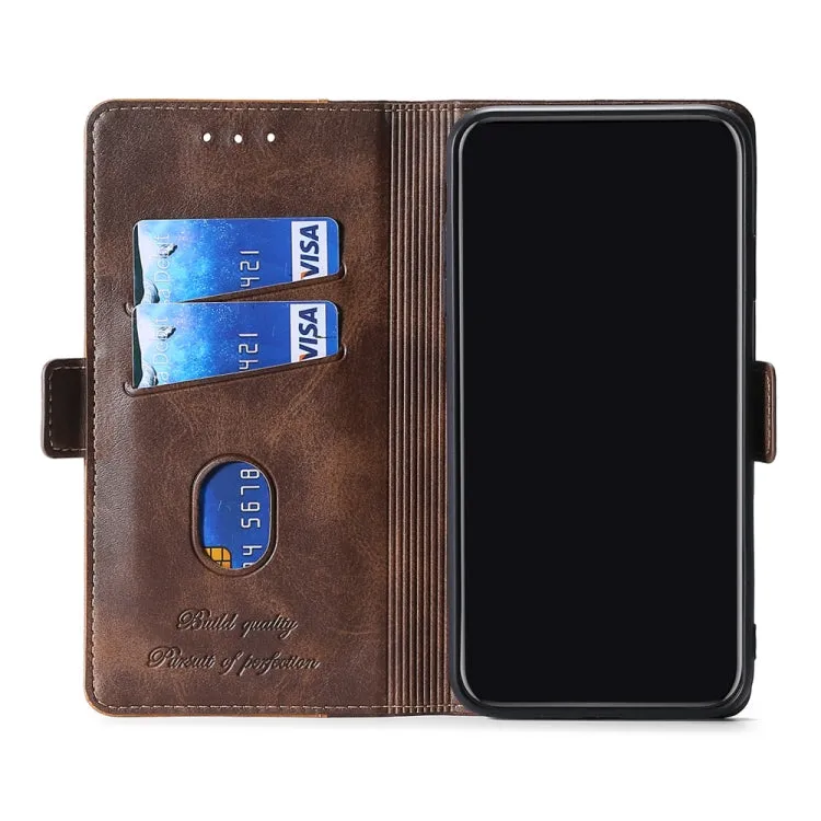 For Samsung Galaxy Note20 Retro Texture Contrast Color Side Buckle Horizontal Flip Leather Case