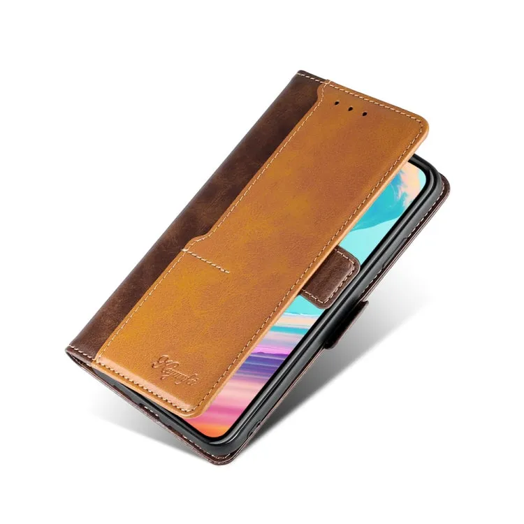 For Samsung Galaxy Note20 Retro Texture Contrast Color Side Buckle Horizontal Flip Leather Case