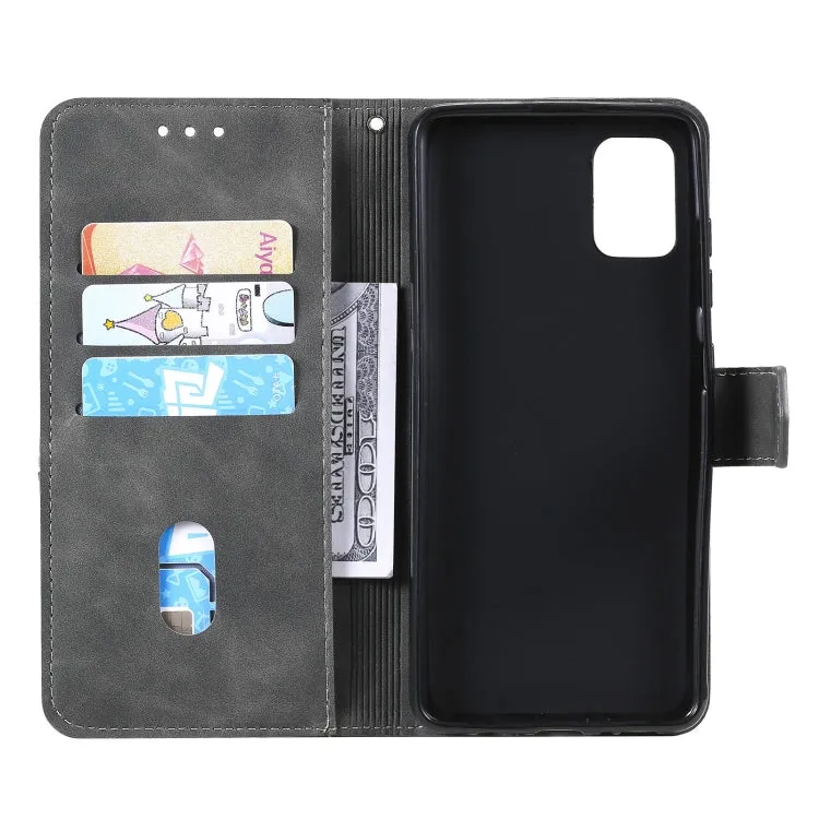 For Samsung Galaxy Note20 Three-color Stitching Calf Texture Horizontal Flip Leather Case with