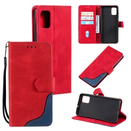 For Samsung Galaxy Note20 Three-color Stitching Calf Texture Horizontal Flip Leather Case with