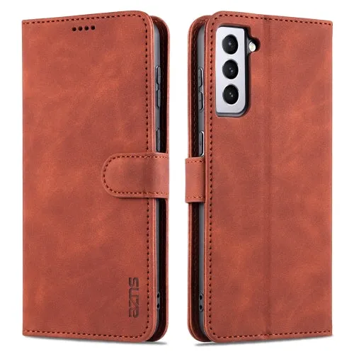 For Samsung Galaxy S21  5G AZNS Skin Feel Calf Texture Horizontal Flip Leather Case with Card Slots