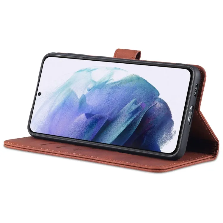 For Samsung Galaxy S21  5G AZNS Skin Feel Calf Texture Horizontal Flip Leather Case with Card Slots