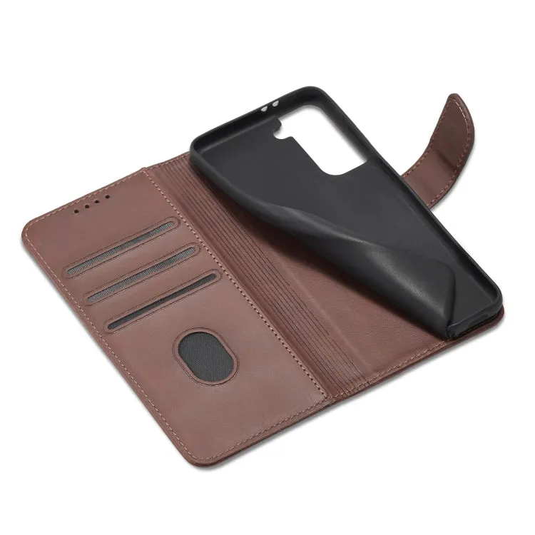 For Samsung Galaxy S21  5G Calf Texture Buckle Horizontal Flip Leather Case with Holder  Card