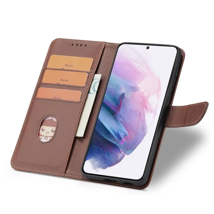 For Samsung Galaxy S21  5G Calf Texture Buckle Horizontal Flip Leather Case with Holder  Card