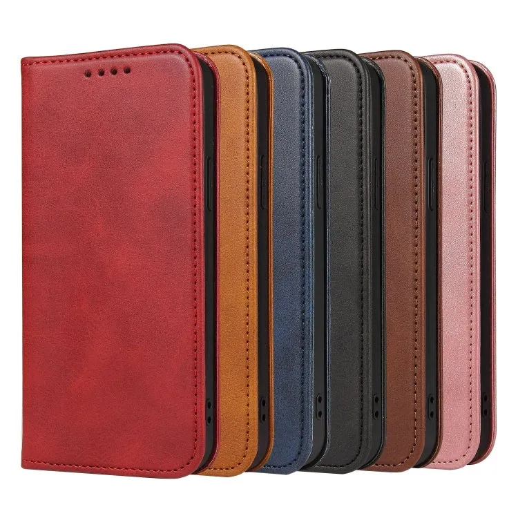 For Samsung Galaxy S21  5G Calf Texture Magnetic Horizontal Flip Leather Case with Holder