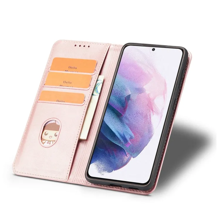 For Samsung Galaxy S21  5G Calf Texture Magnetic Horizontal Flip Leather Case with Holder