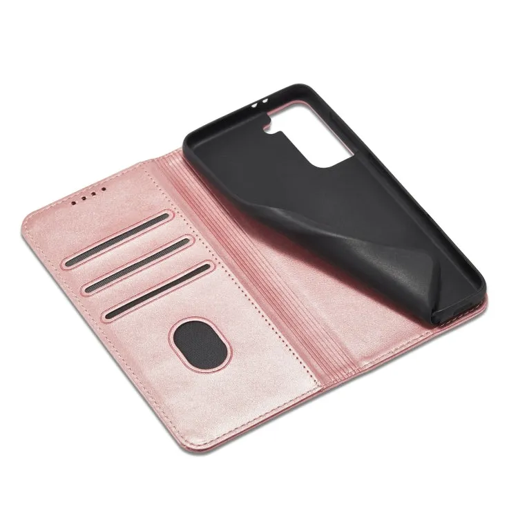 For Samsung Galaxy S21  5G Calf Texture Magnetic Horizontal Flip Leather Case with Holder