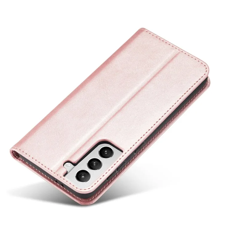 For Samsung Galaxy S21  5G Calf Texture Magnetic Horizontal Flip Leather Case with Holder