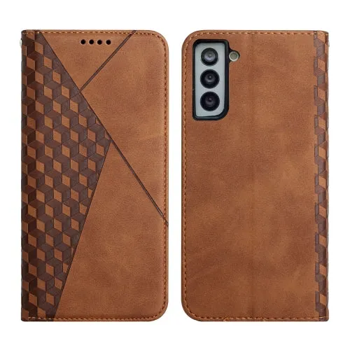 For Samsung Galaxy S21  5G Diamond Pattern Splicing Skin Feel Magnetic Horizontal Flip Leather Case