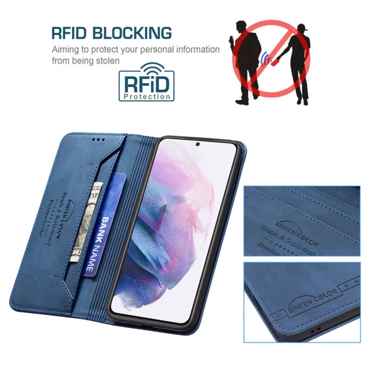 For Samsung Galaxy S21  5G Magnetic RFID Blocking Anti-Theft Leather Case with Holder  Card