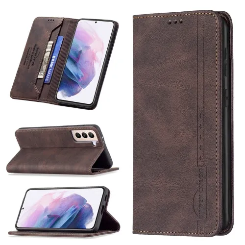 For Samsung Galaxy S21  5G Magnetic RFID Blocking Anti-Theft Leather Case with Holder  Card