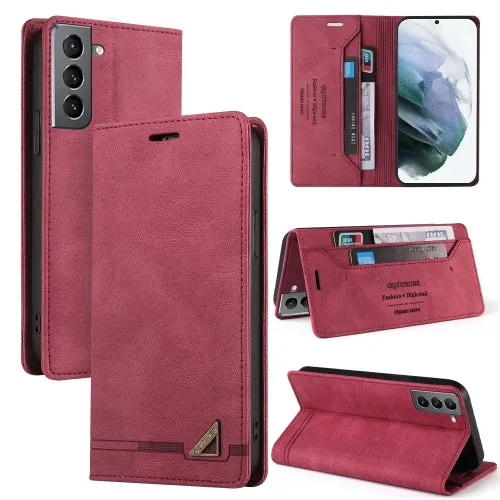 For Samsung Galaxy S21  5G Skin Feel Anti-theft Brush Horizontal Flip Leather Case with Holder