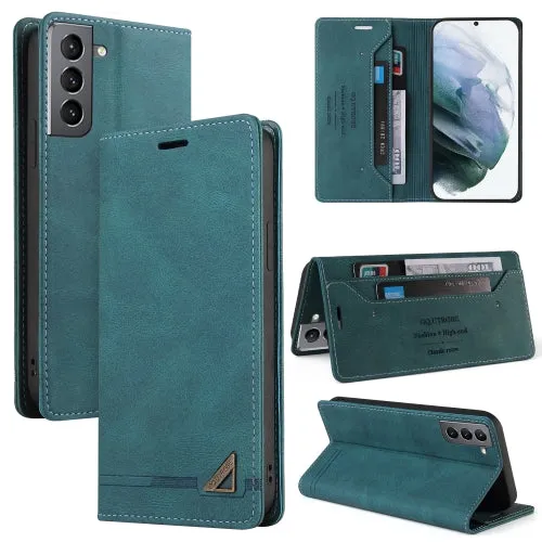 For Samsung Galaxy S21  5G Skin Feel Anti-theft Brush Horizontal Flip Leather Case with Holder