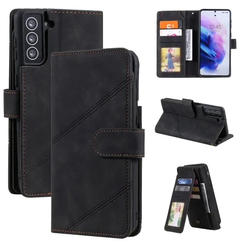 For Samsung Galaxy S21  5G Skin Feel Business Horizontal Flip PU Leather Case with Holder