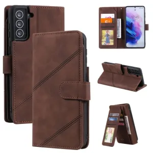 For Samsung Galaxy S21  5G Skin Feel Business Horizontal Flip PU Leather Case with Holder