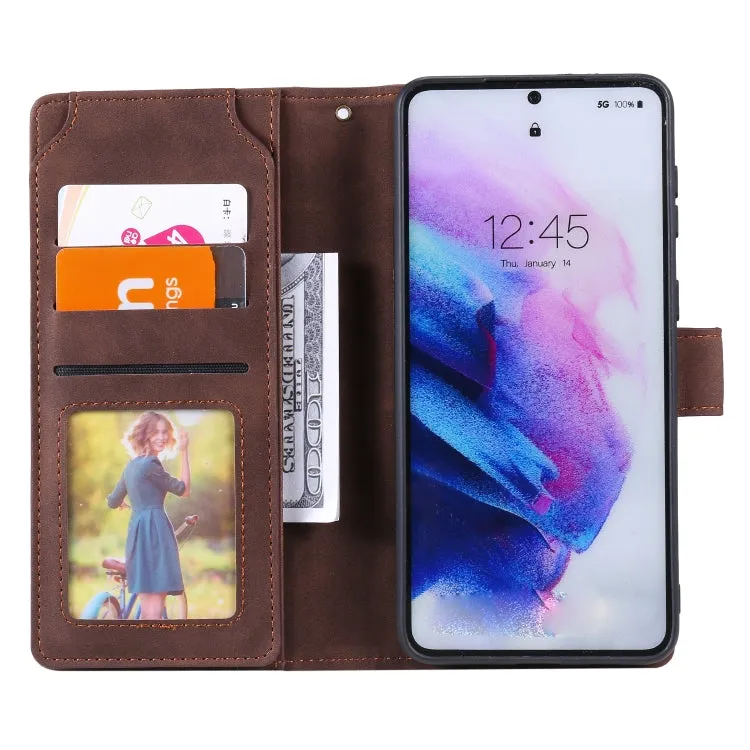 For Samsung Galaxy S21  5G Skin Feel Business Horizontal Flip PU Leather Case with Holder