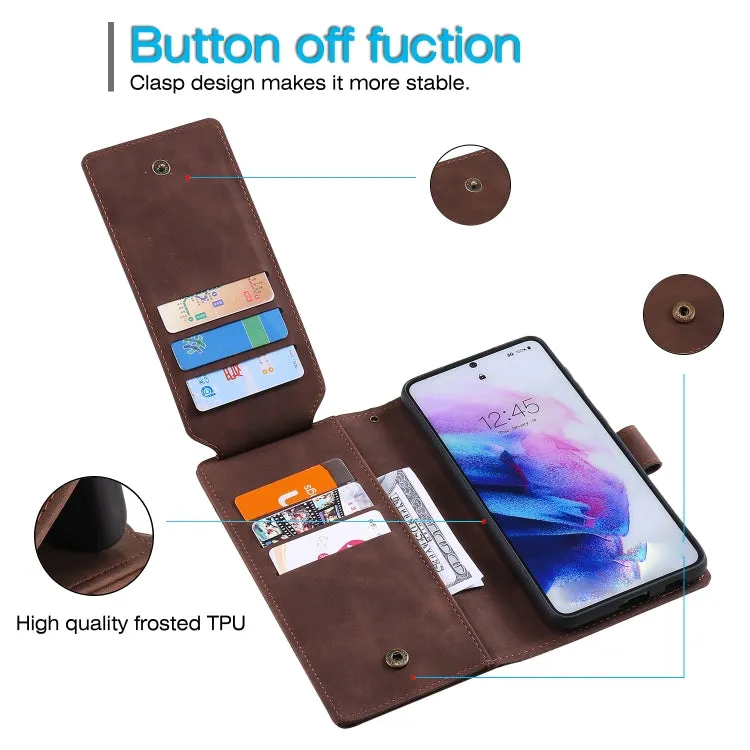 For Samsung Galaxy S21  5G Skin Feel Business Horizontal Flip PU Leather Case with Holder
