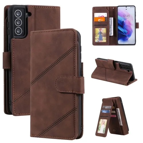 For Samsung Galaxy S21  5G Skin Feel Business Horizontal Flip PU Leather Case with Holder
