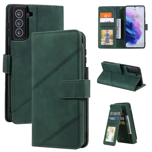 For Samsung Galaxy S21  5G Skin Feel Business Horizontal Flip PU Leather Case with Holder