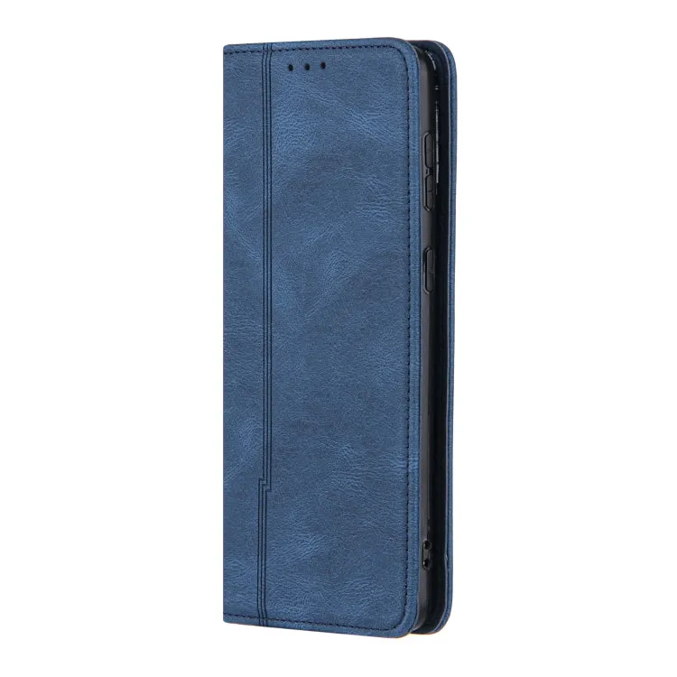 For Samsung Galaxy S21  5G Skin Feel Pressure Line Magnetic Horizontal Flip Leather Case with