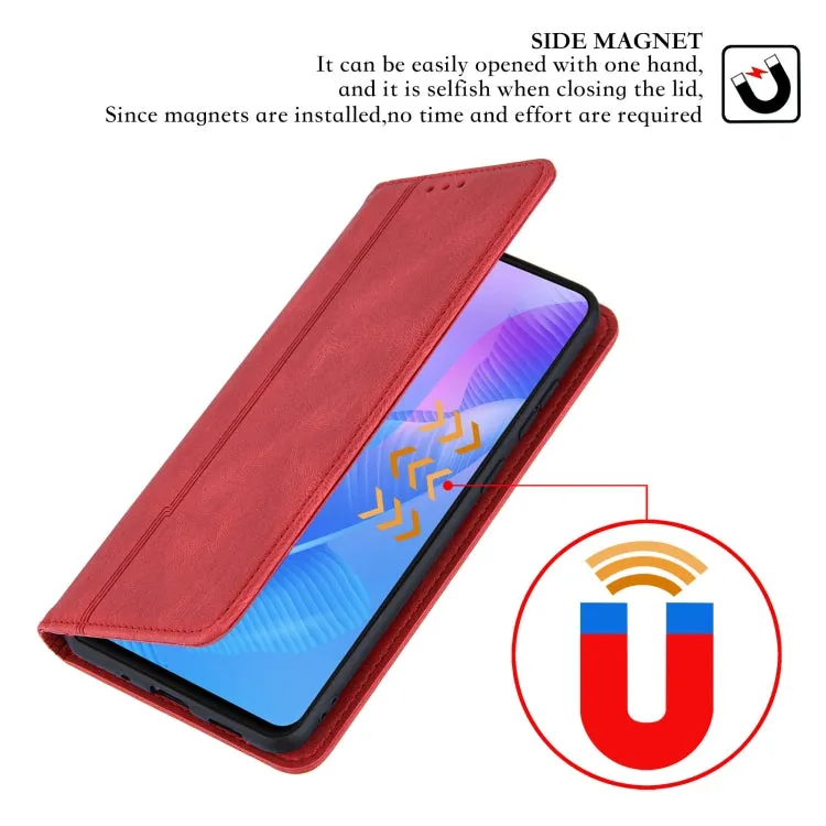 For Samsung Galaxy S21  5G Skin Feel Pressure Line Magnetic Horizontal Flip Leather Case with