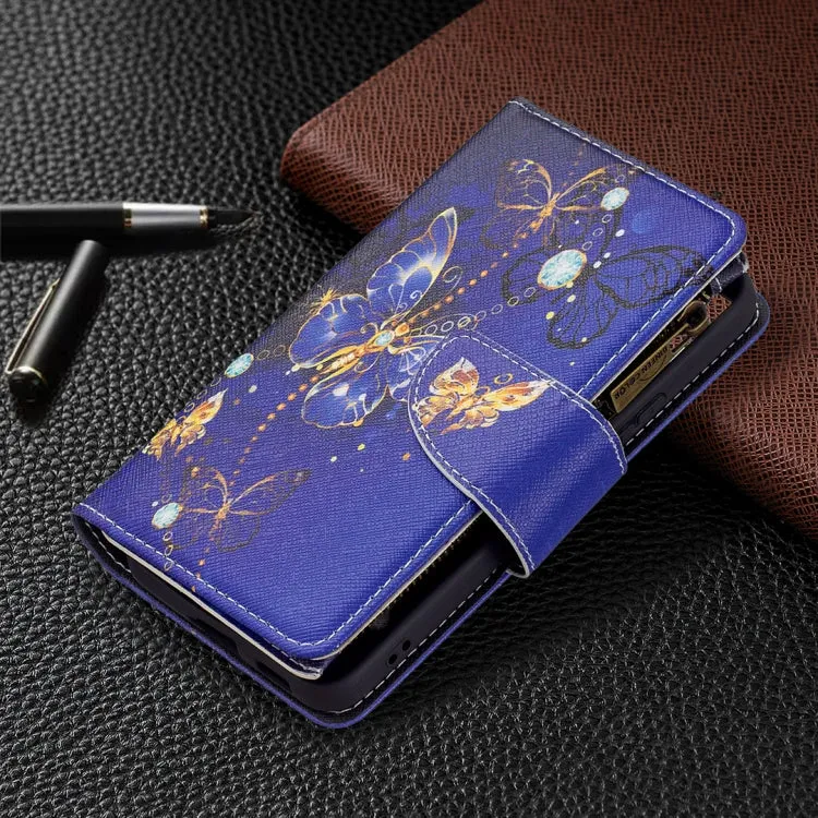 For Samsung Galaxy S22 5G Colored Drawing Pattern Zipper Horizontal Flip Phone Leather Case with