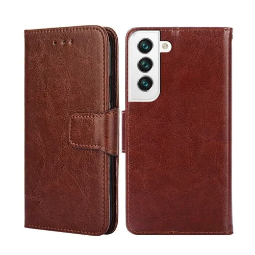For Samsung Galaxy S22 5G Crystal Texture Horizontal Flip Leather Case with Holder  Card Slots