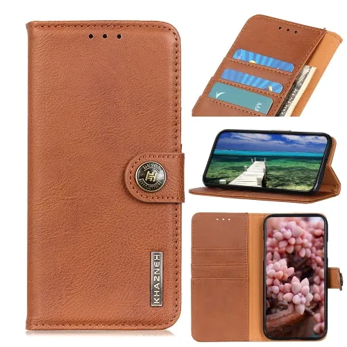 For Samsung Galaxy S22 5G KHAZNEH Cowhide Texture Horizontal Flip Leather Case with Holder