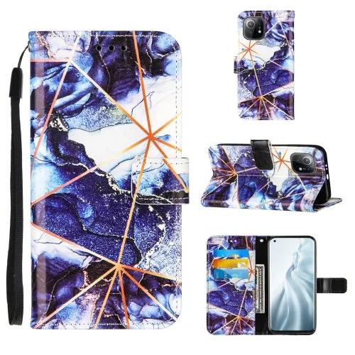 For Xiaomi Mi 11 5G Marble Stitching Horizontal Flip PU Leather Case with Holder  Card Slots
