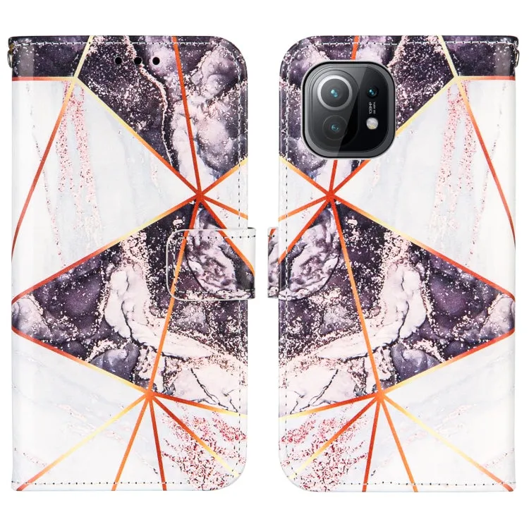 For Xiaomi Mi 11 5G Marble Stitching Horizontal Flip PU Leather Case with Holder  Card Slots