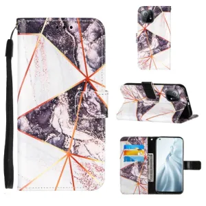 For Xiaomi Mi 11 5G Marble Stitching Horizontal Flip PU Leather Case with Holder  Card Slots