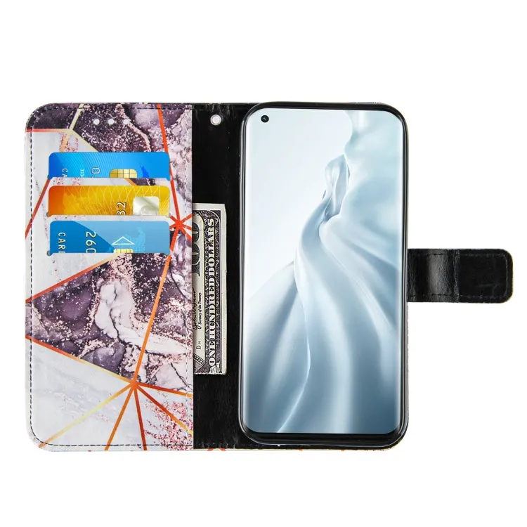 For Xiaomi Mi 11 5G Marble Stitching Horizontal Flip PU Leather Case with Holder  Card Slots