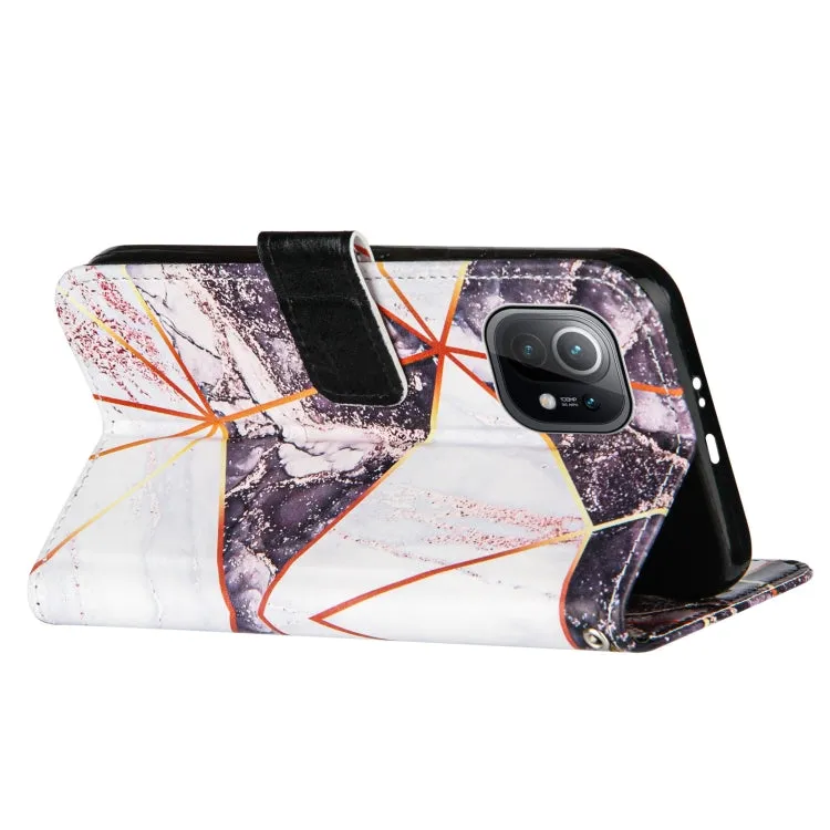 For Xiaomi Mi 11 5G Marble Stitching Horizontal Flip PU Leather Case with Holder  Card Slots