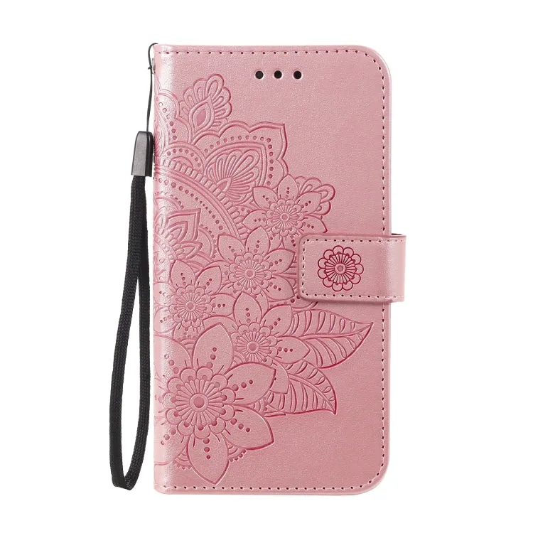 For Xiaomi Mi 11 7-petal Flowers Embossing Pattern Horizontal Flip PU Leather Case with Holder