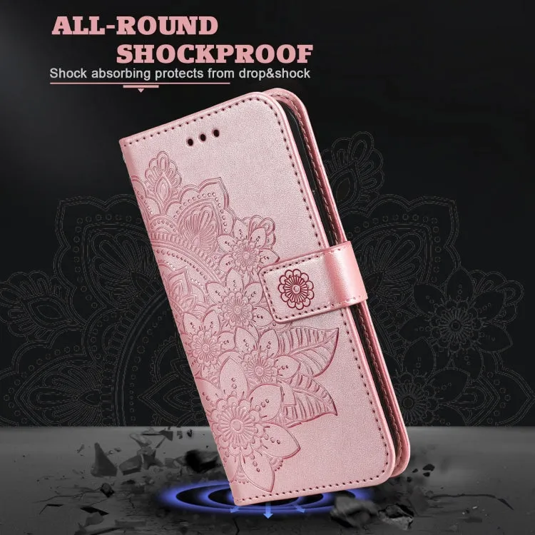 For Xiaomi Mi 11 7-petal Flowers Embossing Pattern Horizontal Flip PU Leather Case with Holder