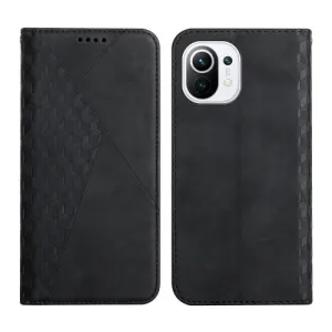 For Xiaomi Mi 11 Diamond Pattern Splicing Skin Feel Magnetic Horizontal Flip Leather Case with Card