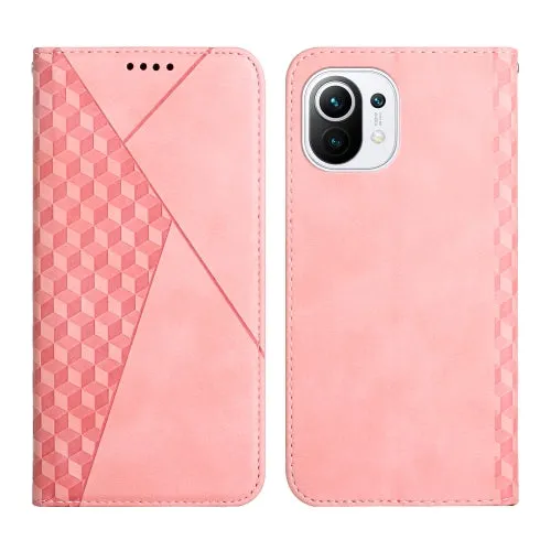 For Xiaomi Mi 11 Diamond Pattern Splicing Skin Feel Magnetic Horizontal Flip Leather Case with Card