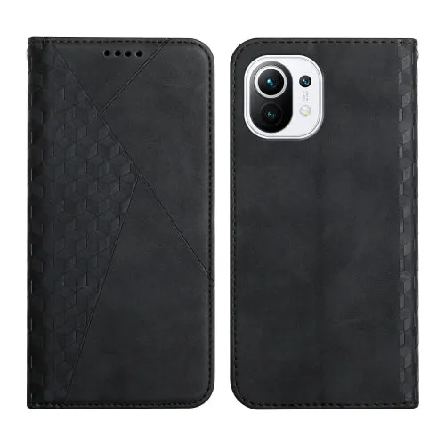 For Xiaomi Mi 11 Diamond Pattern Splicing Skin Feel Magnetic Horizontal Flip Leather Case with Card