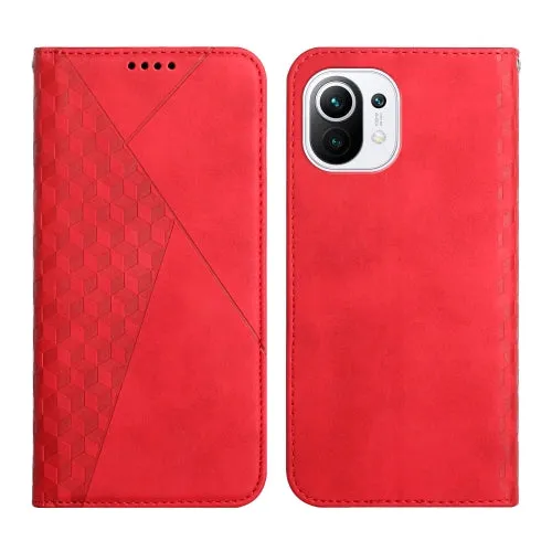 For Xiaomi Mi 11 Diamond Pattern Splicing Skin Feel Magnetic Horizontal Flip Leather Case with Card