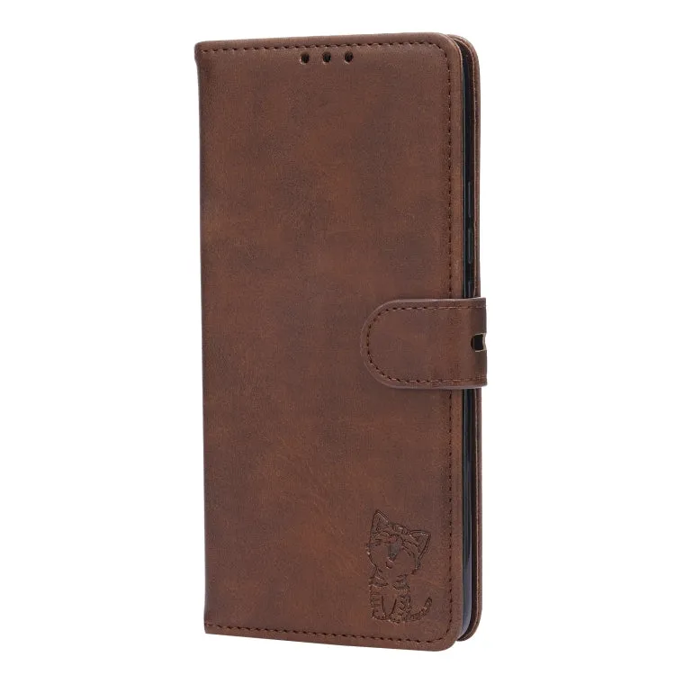 For Xiaomi Mi 11 Embossed Happy Cat Pattern Horizontal Flip Leather Case with Holder  Card