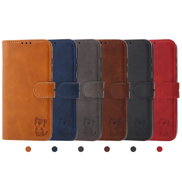 For Xiaomi Mi 11 Embossed Happy Cat Pattern Horizontal Flip Leather Case with Holder  Card