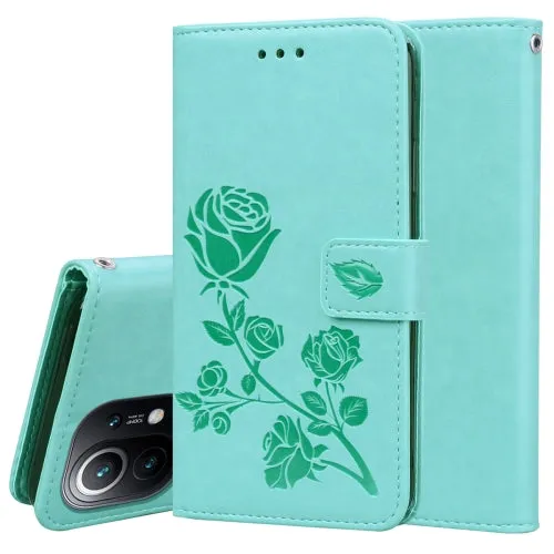 For Xiaomi Mi 11 Rose Embossed Horizontal Flip PU Leather Case with Holder  Card Slots