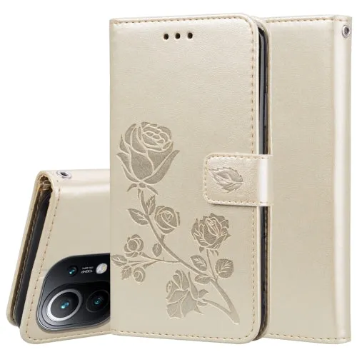 For Xiaomi Mi 11 Rose Embossed Horizontal Flip PU Leather Case with Holder  Card Slots