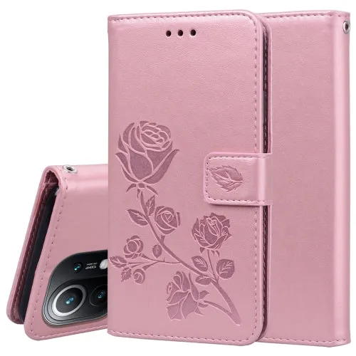 For Xiaomi Mi 11 Rose Embossed Horizontal Flip PU Leather Case with Holder  Card Slots