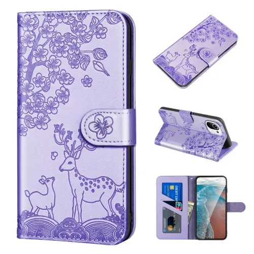 For Xiaomi Mi 11 Sika Deer Embossing Pattern Horizontal Flip PU Leather Case with Holder  Card