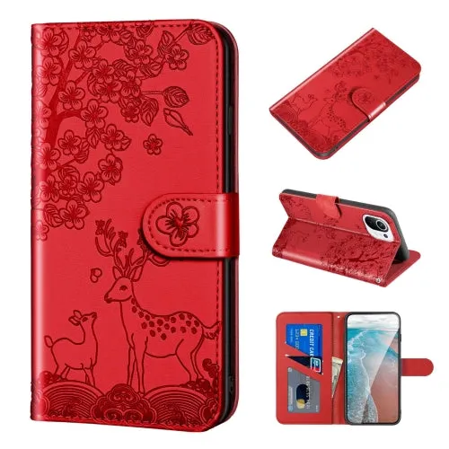 For Xiaomi Mi 11 Sika Deer Embossing Pattern Horizontal Flip PU Leather Case with Holder  Card