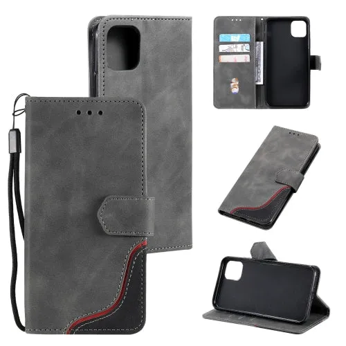 For Xiaomi Mi 11 Three-color Stitching Calf Texture Horizontal Flip Leather Case with Holder