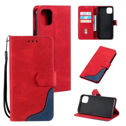 For Xiaomi Mi 11 Three-color Stitching Calf Texture Horizontal Flip Leather Case with Holder